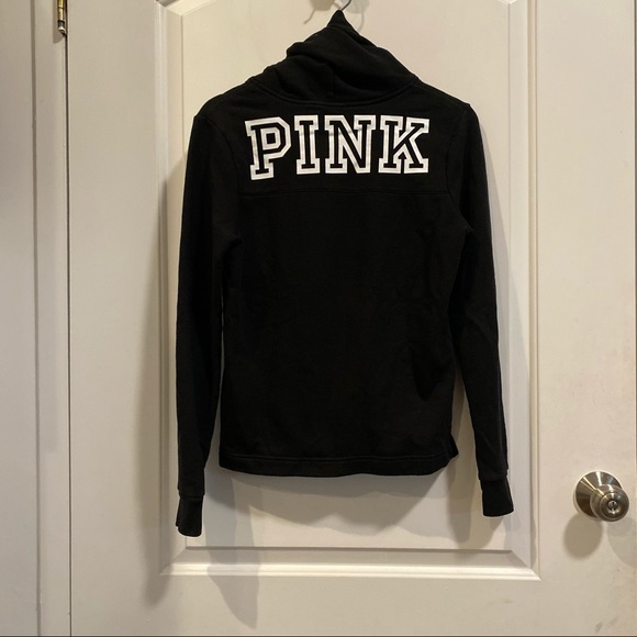 Victoria’s Secret PINK Black Hooded Zip-Up Pullover - Picture 3 of 3